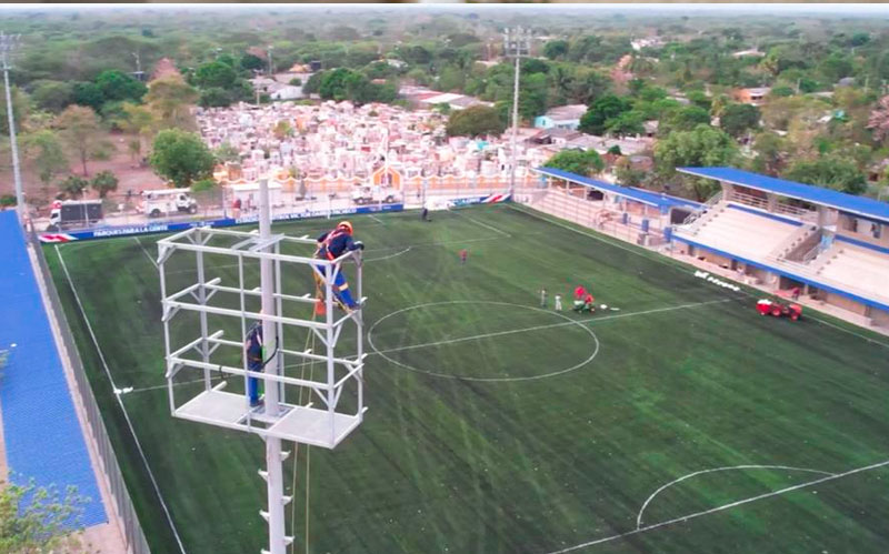 Fotografía aérea del estadio Víctor Danilo Pacheco en Suan