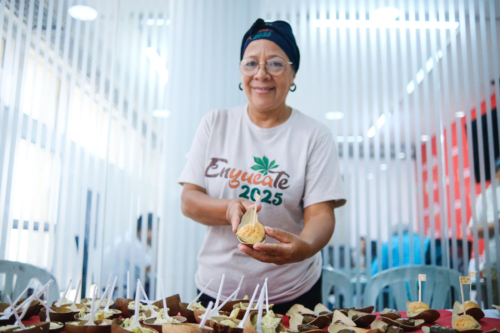 Muestra gastronómica durante la rueda de prensa del festival Enyúcate