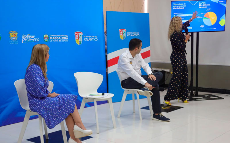 Fotografía de la gobernadora Elsa Noguera en la presentación realizada por la presidenta de Findeter, Sandra Gómez,