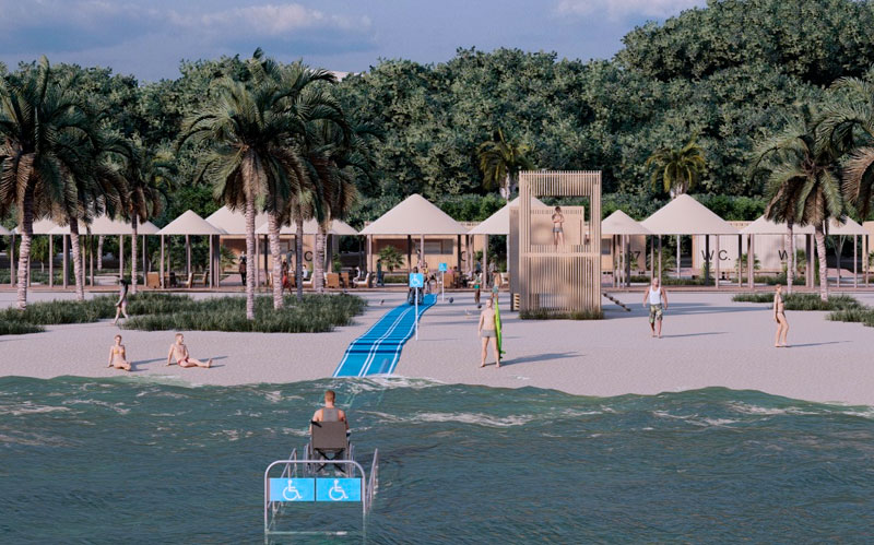 Imagen de render infraestructura plataforma con accesibilidad a la playa