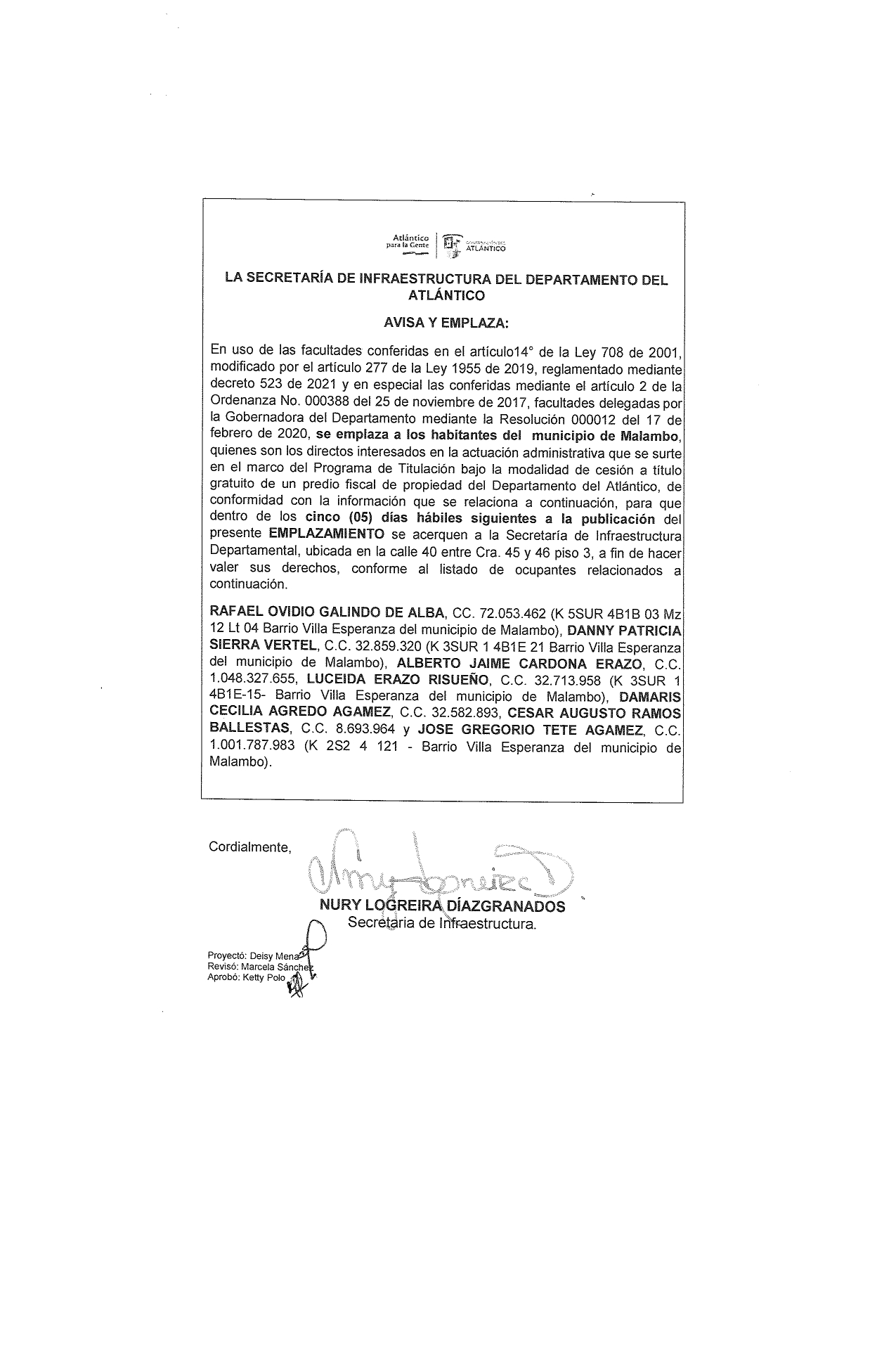 Atlantico Se avisa y emplaza a los interesados en el programa de titulacion