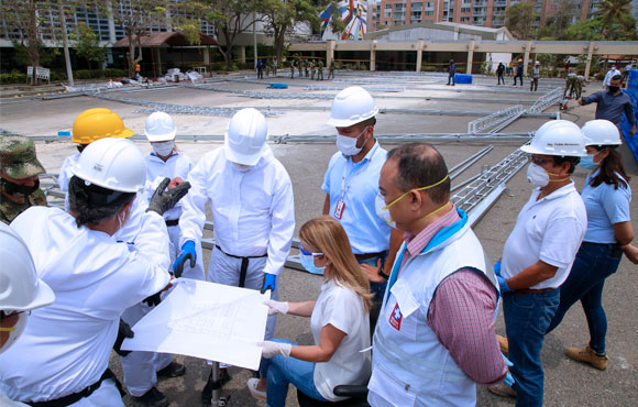 Comenzó montaje de carpa-hospital en parqueadero del Cari