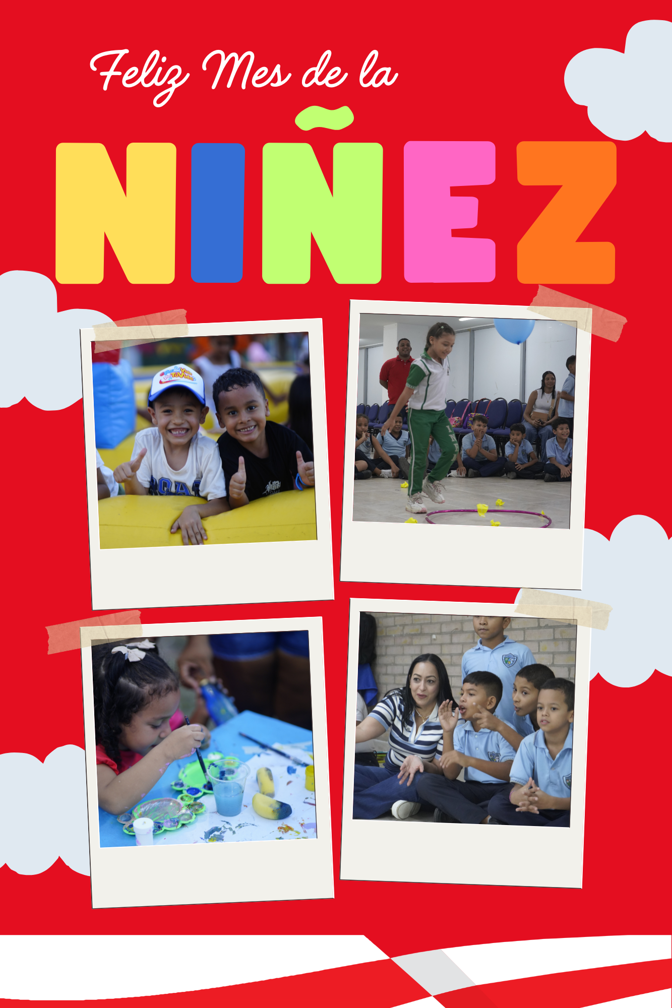 Collage de fotos con niñas, niños y adolescentes felices, dibujando y jugando ula ula; aparece también la Gerente de Capital Social, Karina Llanos con 4 niños portando su uniforme colegial. Collage de fotos con niñas, niños y adolescentes felices, dibujando y jugando ula ula; aparece también la Gerente de Capital Social, Karina Llanos con 4 niños portando su uniforme colegial.